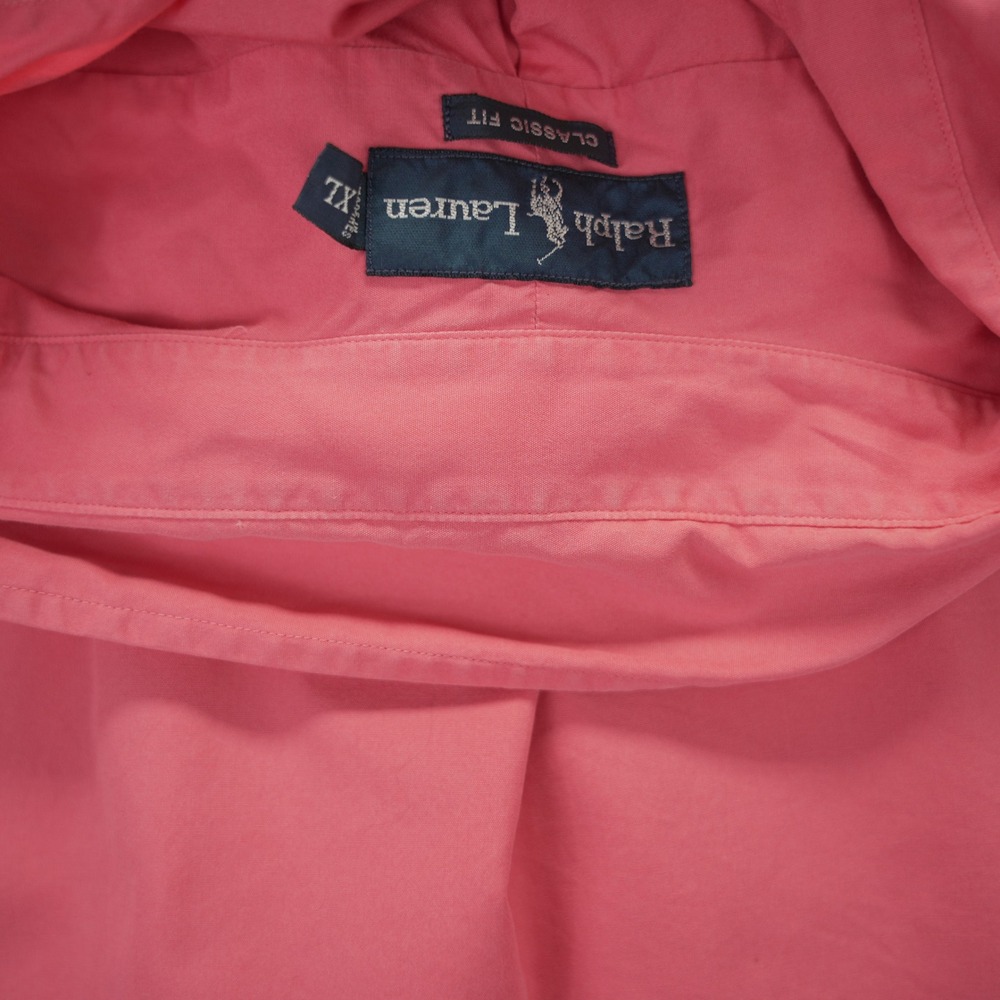 Ralph Lauren Classic Fit Short Sleeve Button Down Shirt Salmon Pink Mens XL - Picture 9 of 9